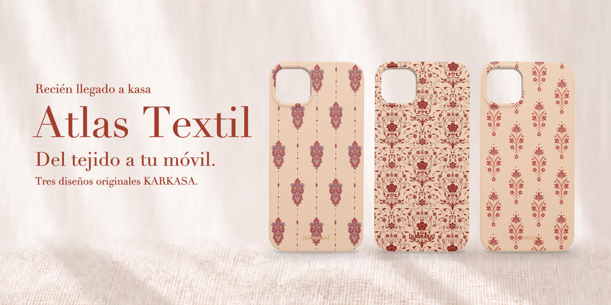 Fundas Atlas Textil en rosa nude: Damasco Persa, Ornamento Nómada y Buti Mughal