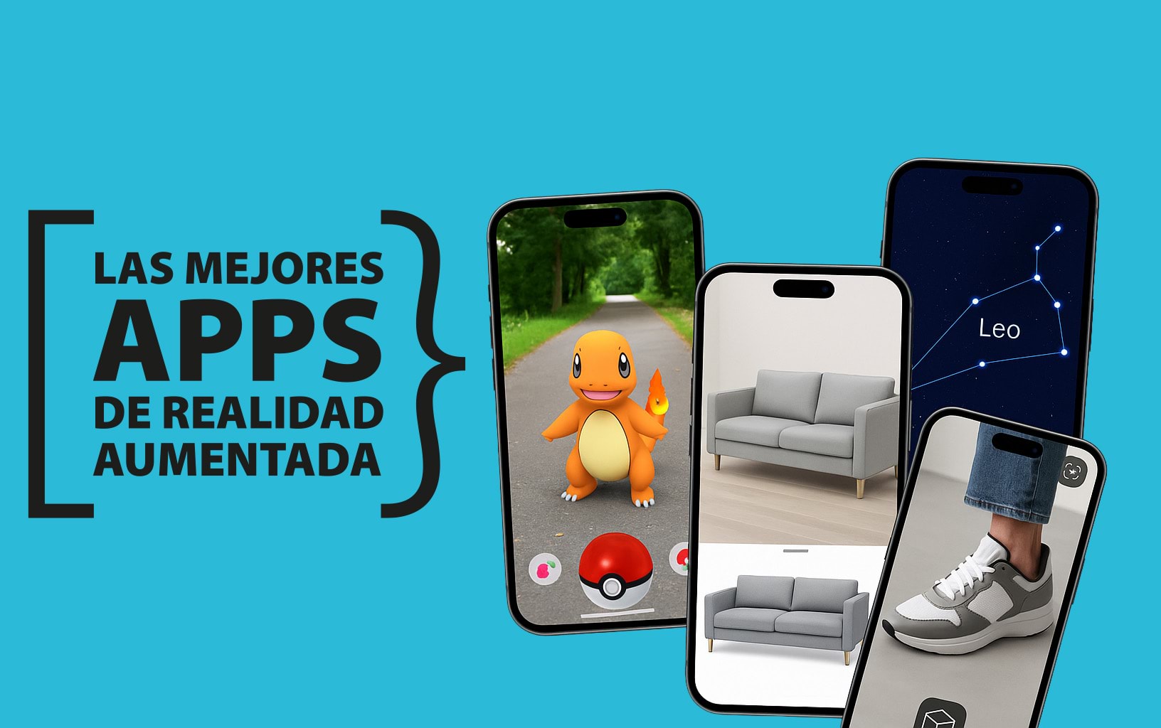 Imagen destacada de apps de realidad aumentada en 2025 mostrando ejemplos de juegos, decoracion y compras digitales.
