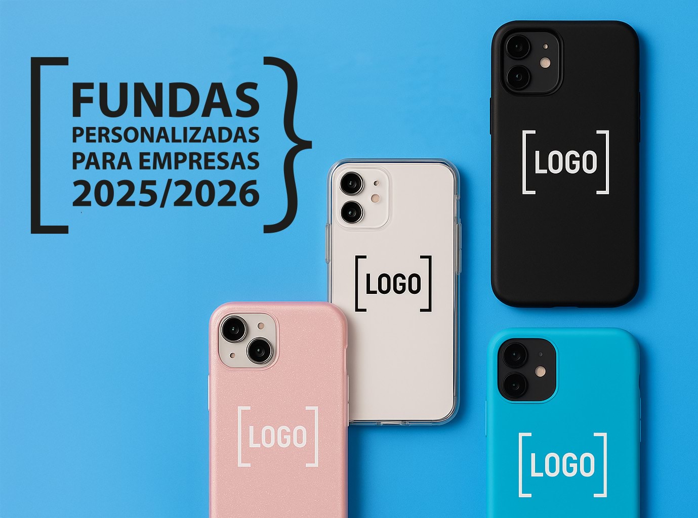 Varias fundas de movil personalizadas con logo de empresa, en diferentes colores, diseñadas por KARKASA para regalos corporativos 2025.