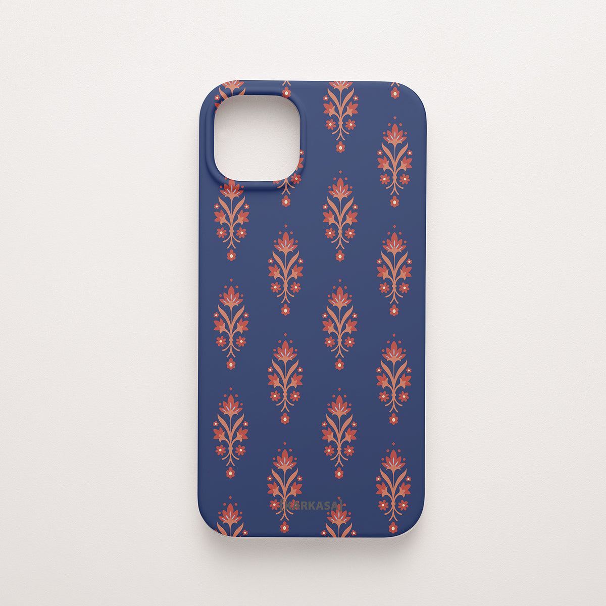Funda de móvil Buti Mughal, diseño original de KARKASA, silicona azul marino