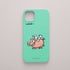 Funda movil verde mar con cerdito volador, ilustración divertida de la colección O Bichero x KARKASA.