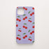 Funda KARKASA Silk Touch lila con estampado pop de cerezas rojas y hojas verdes. Carcasa estilo frutal aesthetic.