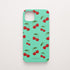 Funda KARKASA Silk Touch verde menta con estampado pop de cerezas rojas y hojas verdes. Carcasa estilo frutal aesthetic.