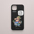 Funda negra con frase de Dora “Marcho que teño marchar”. Diseño de Davila para KARKASA con retranca gallega.