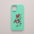 Funda verde menta con ilustración de un esqueleto vestido con traje regional gallego tocando la gaita y bailando, diseño de Luis Davila.