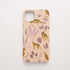 Funda KARKASA Silk Touch rosa nude con estampado de leopardos dorados y hojas tropicales en tonos rosas y lilas. Carcasa diseño jungla chic.