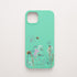 Funda KARKASA Silk Touch verde menta con ilustración fina de dientes de león, flores silvestres, abejas y saltamontes. Carcasa diseño prado.