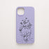 Funda de móvil KARKASA con diseño lineal negro de silueta de mujer y mariposas, en silicona mate Silk Touch lila.