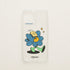 Funda de móvil transparente con una flor azul con gorra amarilla y destellos, diseño No Bobo de Chetone Sánchez para KARKASA.