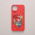 Funda de móvil roja con personaje de Dora en plena actuación con pandereta, frase “Veñen pra quedar”, estilo gallego de Davila para KARKASA.