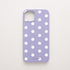 Funda KARKASA Silk Touch lila con estampado clásico de lunares blancos (polka dots). Carcasa mate de silicona estilo retro vintage.