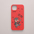Funda movil roja con abuela rockera de Luis Davila, diseño cómico y gallego.