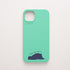 Funda KARKASA Silk Touch verde menta con ilustración minimalista de un oso negro durmiendo y frase Five More Minutes. Carcasa mate de silicona para smartphone.
