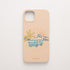 Funda KARKASA Silk Touch rosa nude con dibujo lineal de una furgoneta camper vintage, palmeras y sol. Carcasa estilo surf y van life.