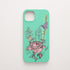 Funda KARKASA Silk Touch verde menta con ilustración estilo grabado de una rosa, una mariposa y un saltamontes. Carcasa diseño naturaleza vintage.