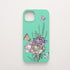 Funda KARKASA Silk Touch verde menta con ilustración estilo grabado antiguo de rosas y mariposas en tonos morados. Carcasa floral vintage.