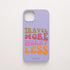 Funda KARKASA Silk Touch lila con frase Travel More Worry Less en letras retro de colores naranjas y rosas. Carcasa para viajeros.