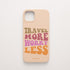 Funda KARKASA Silk Touch rosa nude con frase Travel More Worry Less en letras retro de colores naranjas y rosas. Carcasa para viajeros.