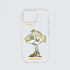 Funda transparente con ilustración de un pez amarillo con gorro de pescador (bucket hat), ojos verdes y zapatillas, diseño de Ramaz.