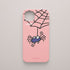 Funda móvil rosa chicle KARKASA con diseño Araña de Luis Davila, tela de araña y personaje ilustrado de O Bichero