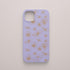 Funda KARKASA Silk Touch lila con dibujo de flores exóticas en trazo lineal dorado. Carcasa mate de silicona estilo artístico.