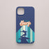 Funda KARKASA Silk Touch azul marino con diseño gráfico retro de surf en Galicia, silueta de surfista y letras estilo años 70.
