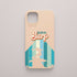 Funda KARKASA Silk Touch rosa nude con diseño gráfico retro de surf en Galicia, silueta de surfista y letras estilo años 70.