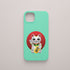 Funda móvil verde menta KARKASA con diseño Lucky Cat, gato de la suerte japonés y círculo rojo central