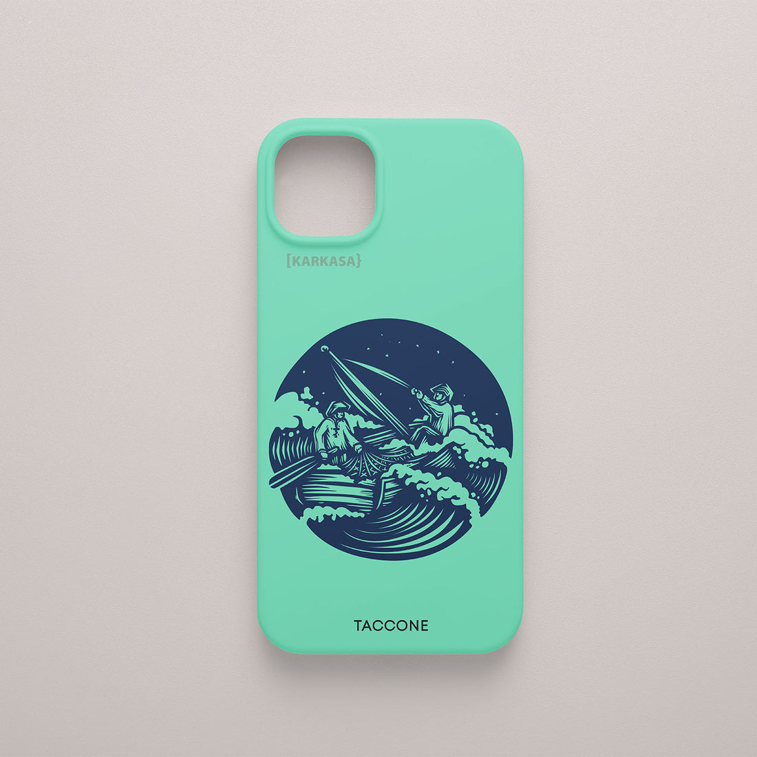 funda movil Marea Alta Taccone silicona color verde mar con diseño de marea ilustrada