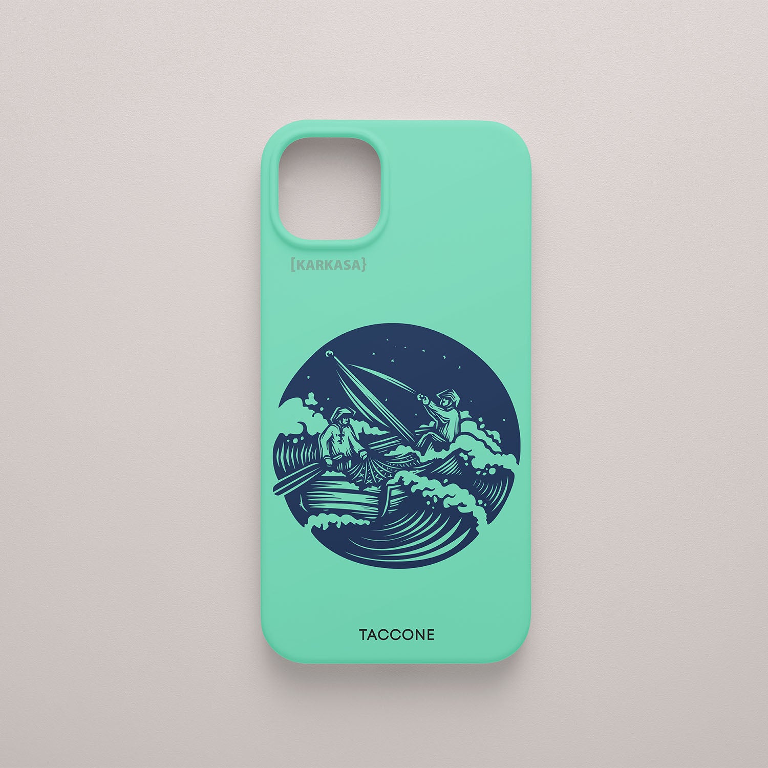 funda movil Marea Alta Taccone silicona color verde mar con diseño de marea ilustrada