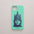 Funda KARKASA verde menta con ilustración surrealista de Gabriel Taccone: rostro de mujer sereno con una torre arquitectónica como corona.