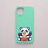 Funda KARKASA Silk Touch verde menta con ilustración kawaii de un oso panda comiendo un bol de ramen. Carcasa de estilo anime japonés.
