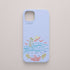 Funda KARKASA Silk Touch azul celeste con dibujo lineal de neón de una tabla de surf, olas y sol. Carcasa estilo veraniego y surfero.
