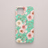 Funda KARKASA Silk Touch verde menta con diseño Vintage Roses de flores suaves. Carcasa protectora de silicona mate para smartphone.