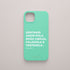 Funda móvil negra KARKASA con diseño tipográfico en gallego y frase Sentimos amor pola nosa lingua, falámola e vestímola de Son un Toxo. Silicona SilkTouch verde menta.