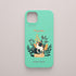 Funda KARKASA Silk Touch verde menta con ilustración de gato durmiendo entre plantas y la frase Me gusta como eres. Carcasa mensaje positivo.