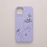 Funda de móvil KARKASA con ilustración lineal de una figura leyendo con flores y mariposas, en silicona mate Silk Touch lila.