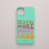 Funda KARKASA Silk Touch verde menta con frase Travel More Worry Less en letras retro de colores naranjas y rosas. Carcasa para viajeros.