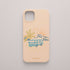 Funda KARKASA Silk Touch rosa nude con dibujo lineal de una furgoneta camper vintage, palmeras y sol. Carcasa estilo surf y van life.